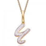 Diamond Alphabet Pendant U